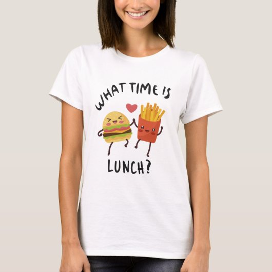 Hoe laat is de lunch t-shirt (Voorkant)