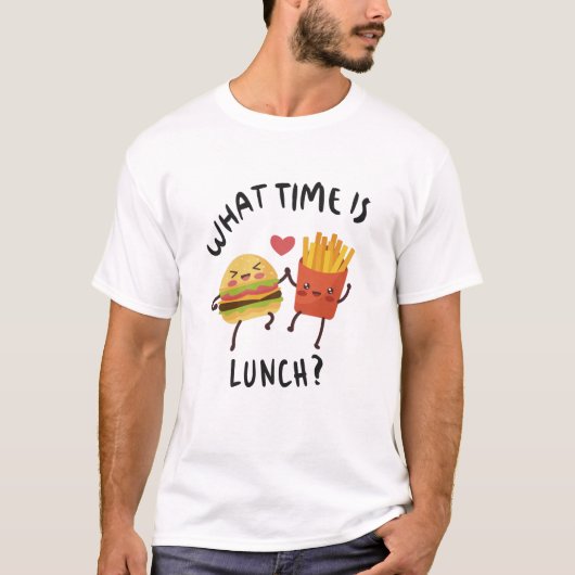 Hoe laat is de lunch t-shirt (Voorkant)