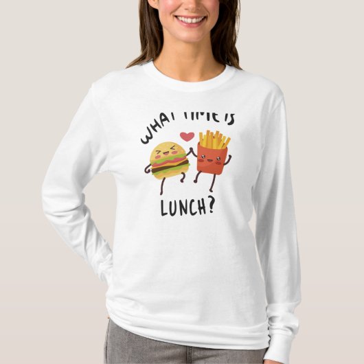 Hoe laat is de lunch t-shirt (Voorkant)