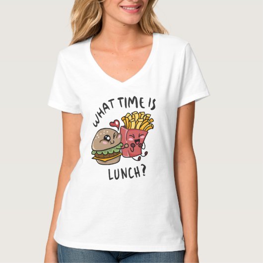 Hoe laat is de lunch t-shirt (Voorkant)