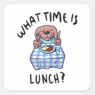 Hoe laat is de lunch? vierkante sticker