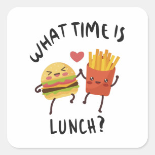 Hoe laat is de lunch? vierkante sticker