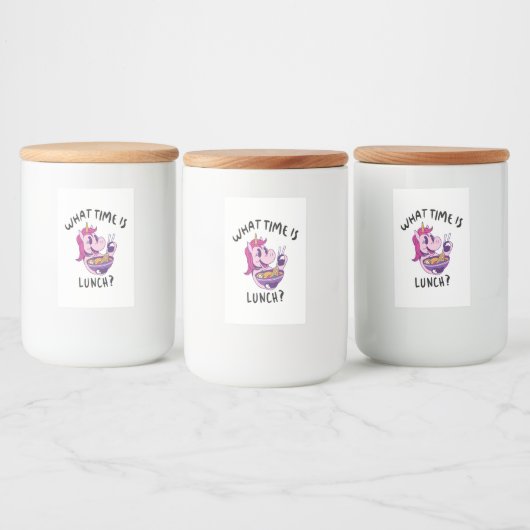 Hoe laat is de lunch? voedselcontainer etiket (Flessen)