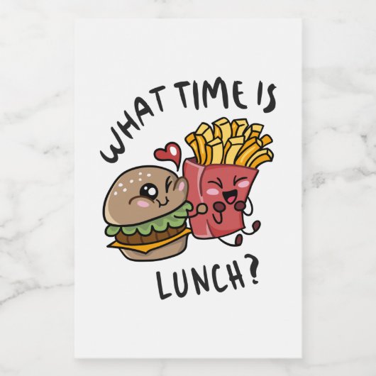 Hoe laat is de lunch? voedselcontainer etiket (Enkel label)