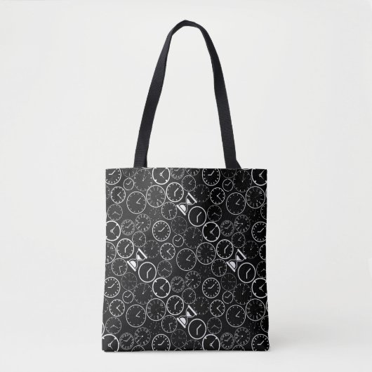 Hoe laat is het.b L Zwart BG Tote Bag (Voorkant)