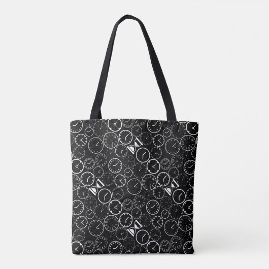 Hoe laat is het.b L Zwart BG Tote Bag (Achterkant)