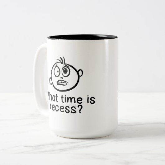 Hoe laat is het reces - Mok (Voorkant links)