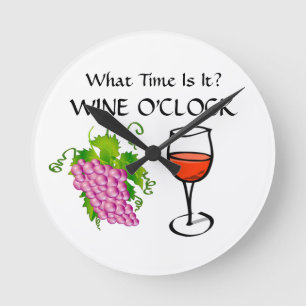 Hoe laat is het? WINE O'CLOCK grappige ochtend Ronde Klok