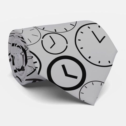 Hoe laat is het.wx4 L Grijs BG Stropdas (Opgerold)