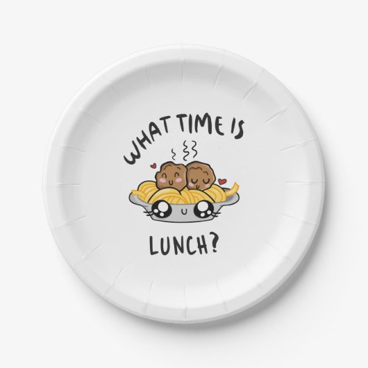 Hoe Laat Is Lunch Papieren Bordje (Voorkant)