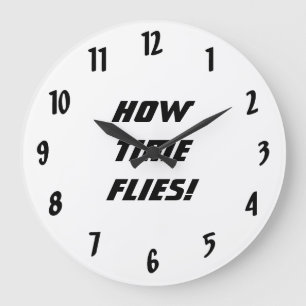 Hoe laat vliegt!-Zwart en wit Grote Klok