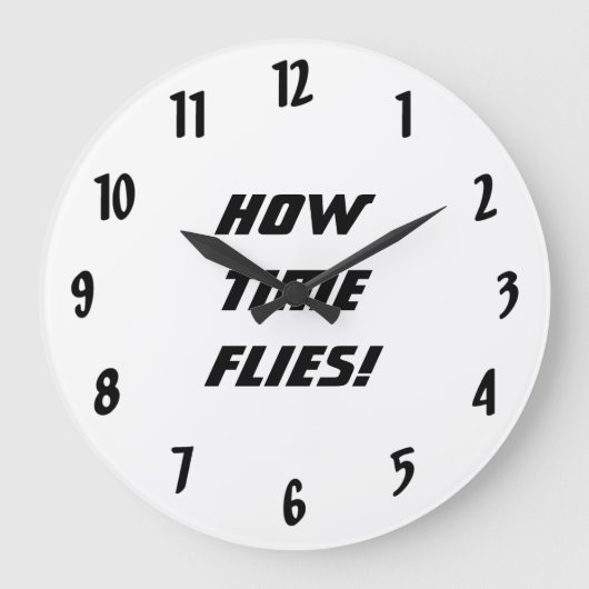 Hoe laat vliegt!-Zwart en wit Grote Klok (Voorkant)