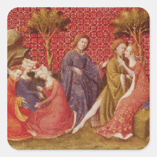 Hoe Lancelot Guinevere kuste Vierkante Sticker