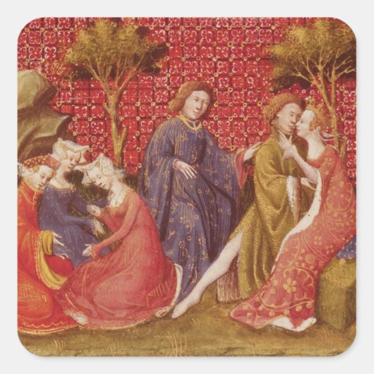 Hoe Lancelot Guinevere kuste Vierkante Sticker (Voorkant)