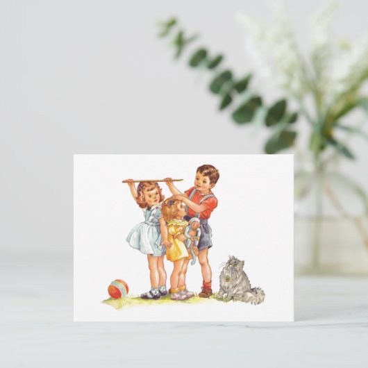 "Hoe lang ben je?" Briefkaart (Staand voorkant)