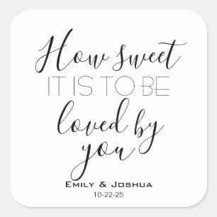 Hoe lief het is op maat bruiloft snoep buffet guns vierkante sticker