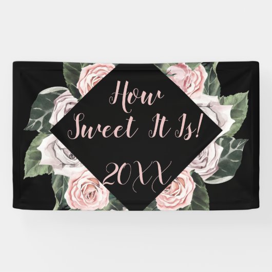 Hoe lief het is Pink Roses Afstuderen Spandoek (Horizontaal)