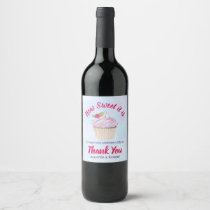 Hoe lief is het roze Cupcake Weddenschap Dank je Wijn Etiket