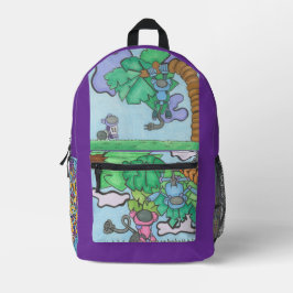 Hoe lopen de apen rond bedrukte rugzak