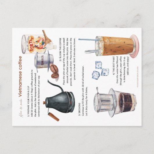 Hoe maak je Vietnamese Briefkaart met melkkoffie? (Voorkant)