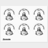 Hoe maakt Jezus koffie? Hij hebroneert het Ronde Sticker (Vel)
