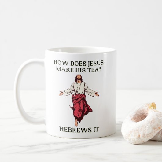 Hoe maakt Jezus zijn thee Hebreeën? Koffiemok (Met donut)