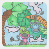 Hoe maken ze apen? vierkante sticker (Voorkant)