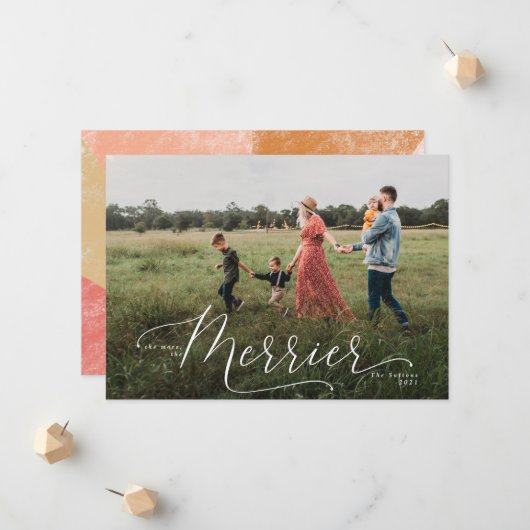 Hoe meer de kerstkaart van Merrier Aankondiging (Voorkant / Achterkant in situ)