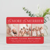 Hoe meer de Merrier 3 foto moderne vakantie geboor Aankondiging (Staand voorkant)