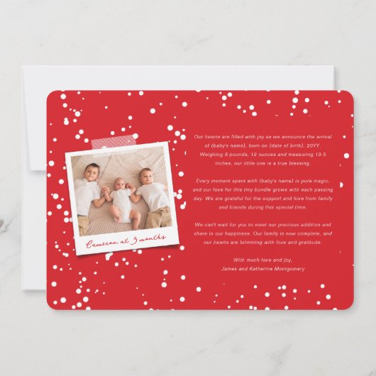 Hoe meer de Merrier 3 foto moderne vakantie geboor Aankondiging (Achterkant)