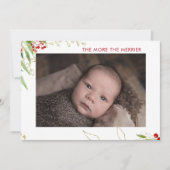 Hoe meer de Merrier | Baby Multi Photo Red Berry Feestdagenkaart (Voorkant)