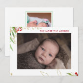 Hoe meer de Merrier | Baby Multi Photo Red Berry Feestdagenkaart (Voorkant / Achterkant)