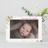 Hoe meer de Merrier | Baby Multi Photo Red Berry Feestdagenkaart (Staand voorkant)