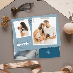 Hoe meer de Merrier Blue Birth koninklijke foto Feestdagenkaart