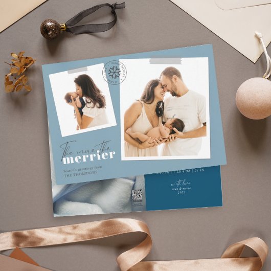 Hoe meer de Merrier Blue Birth koninklijke foto Feestdagenkaart