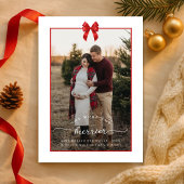 Hoe meer de Merrier Bow Christmas zwangerschapsfot Feestdagenkaart