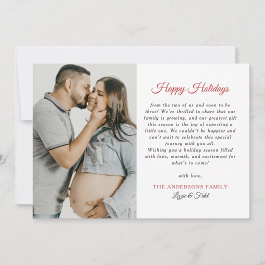 Hoe meer de Merrier Bow Kerstfoto zwangerschap Aankondiging (Achterkant)