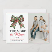 Hoe meer de Merrier Bow Kerstfoto zwangerschap Aankondiging (Voorkant)