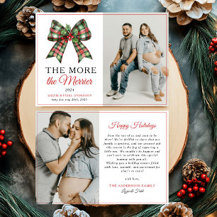 Hoe meer de Merrier Bow Kerstfoto zwangerschap Aankondiging