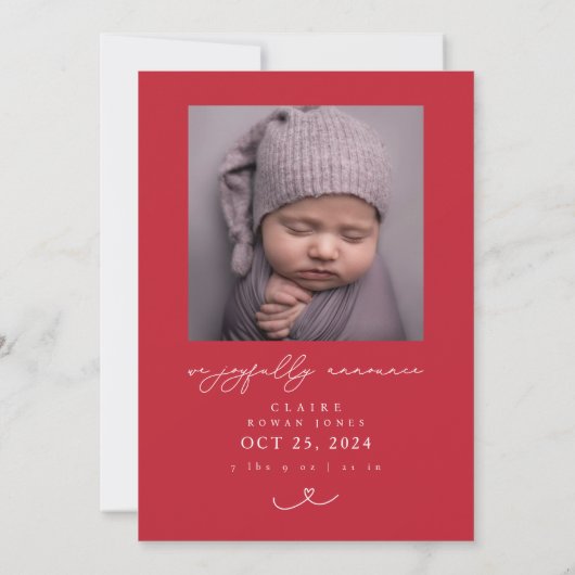 Hoe meer de Merrier Christmas Birth Photo aankondi Kaart (Achterkant)