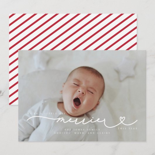 Hoe meer de Merrier Christmas Birth Photo aankondi Kaart (Voorkant / Achterkant)