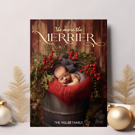 Hoe meer de Merrier Christmas moderne typografie Folie Feestdagenkaart