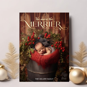 Hoe meer de Merrier Christmas moderne typografie Folie Feestdagenkaart