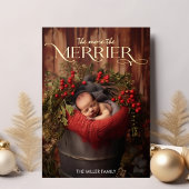 Hoe meer de Merrier Christmas moderne typografie Folie Feestdagenkaart