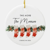 Hoe meer de Merrier-familie van vier kousen Keramisch Ornament (Achterkant)