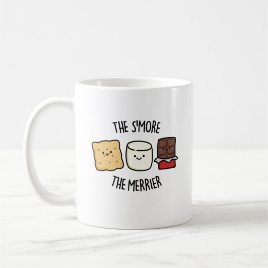 Hoe meer de Merrier Funny Smore Pun Koffiemok (Links)
