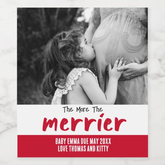 Hoe meer de Merrier gepersonaliseerde zwangerschap Wijn Etiket (Enkel label)