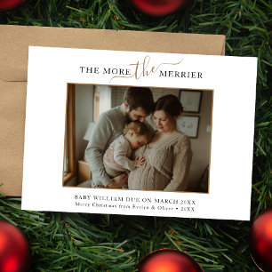 Hoe meer de Merrier Gold zwangerschapsaankondiging Feestdagenkaart