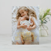 Hoe meer de Merrier Holiday Geboorteaankondiging Folie Uitnodiging (Staand Voorkant)