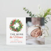 Hoe meer de Merrier Kerstfoto Baby Geboorte Aankondiging (Staand voorkant)